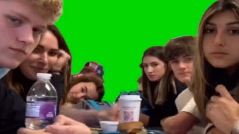 Kids At Lunch Table free green screen meme