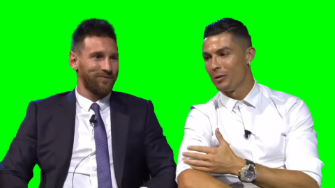 Cristiano Ronaldo with Lionel Messi free green screen meme