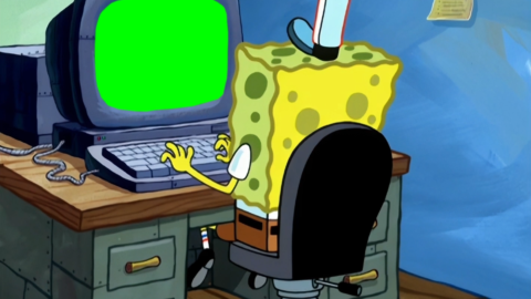 SpongeBob Typing free green screen meme