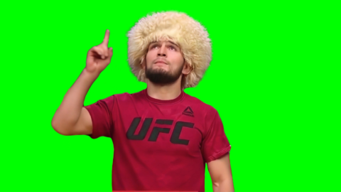 Khabib pointing up free green screen meme