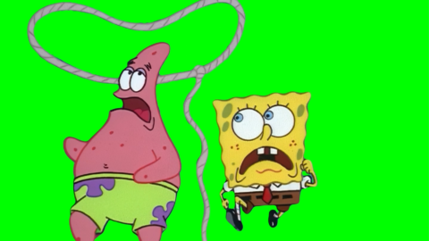 SpongeBob and Patrick Running free green screen meme