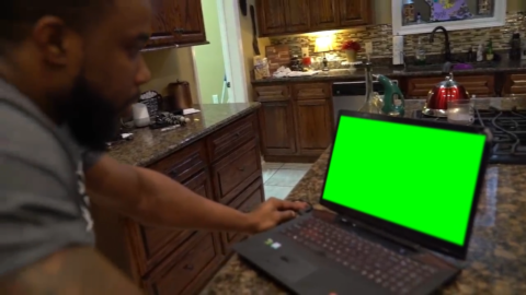Punches and Breaks Laptop free green screen meme
