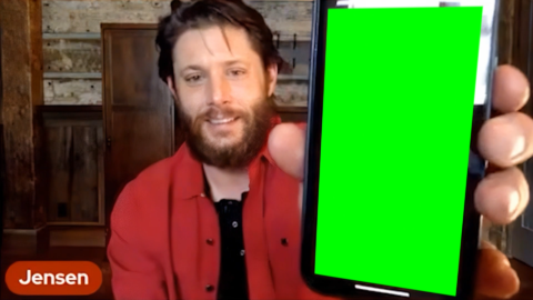 Jensen Ackles shows phone free green screen meme